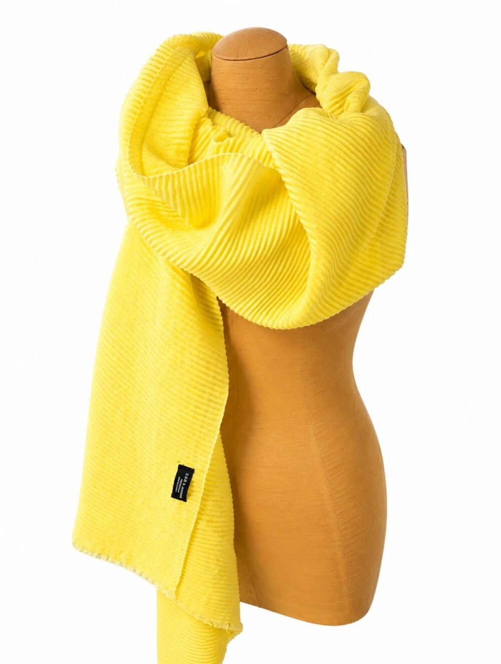 ZARA Yellow Pleated Scarf Lightweight Wrap Shawl Bright Summer Accessory